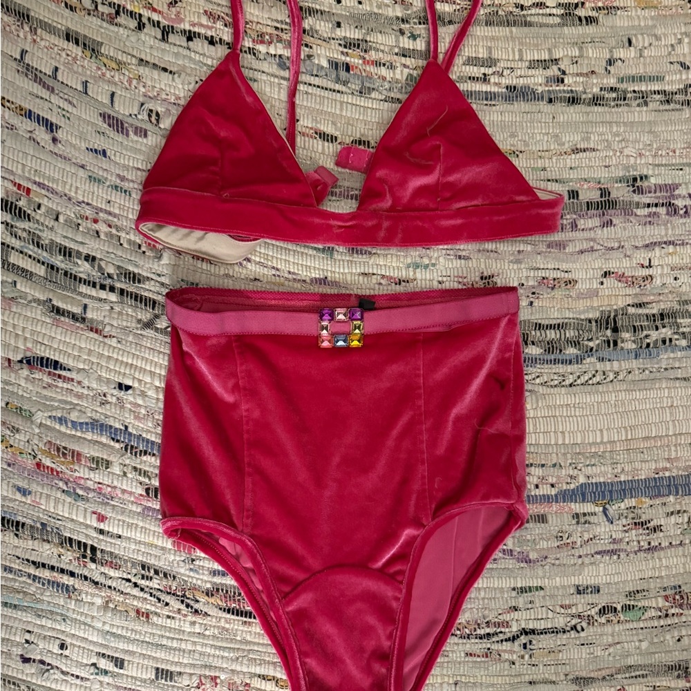 Hot pink Velvet Rave set by EastNWest Label